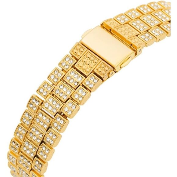 ✨ Hunruy Watches Men Gold Big Rocks Roman Numerals Fully Iced Out Dial Watch - Picture 5 of 6